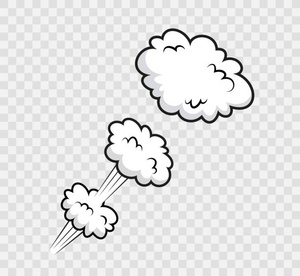 Comic speed cloud. Pop art smoke with wind. Vector illustration. Comic smoke cloud with wind. Funny balloons. Speech bubble in pop art style. Cartoon message shape with speed effect. Explosion bomb frame. Sky air object. Vector illustration. cumulus clouds drawing stock illustrations