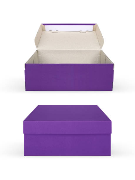 casella vuota e scatola aperta isolate su sfondo bianco - cardboard box immagine foto e immagini stock