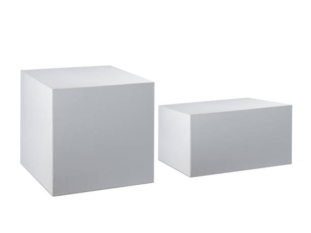 imballaggio vuoto scatola di cartone bianco isolata su sfondo bianco pronta per la progettazione dell'imballaggio - cardboard box immagine foto e immagini stock