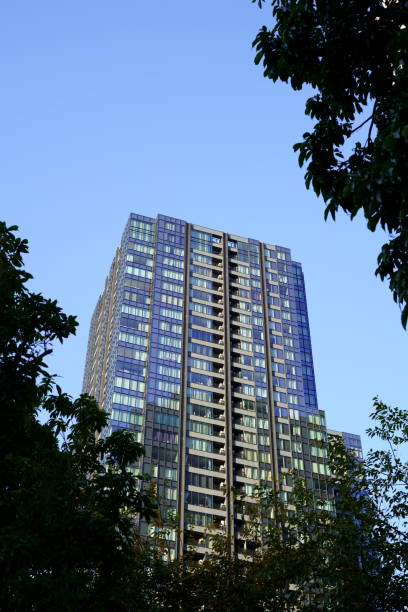 istock Tall apartment building in woods 1357049085