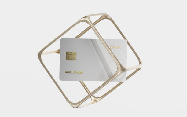 istock Polygonal frame and bank card, 3d rendering. 1357049173