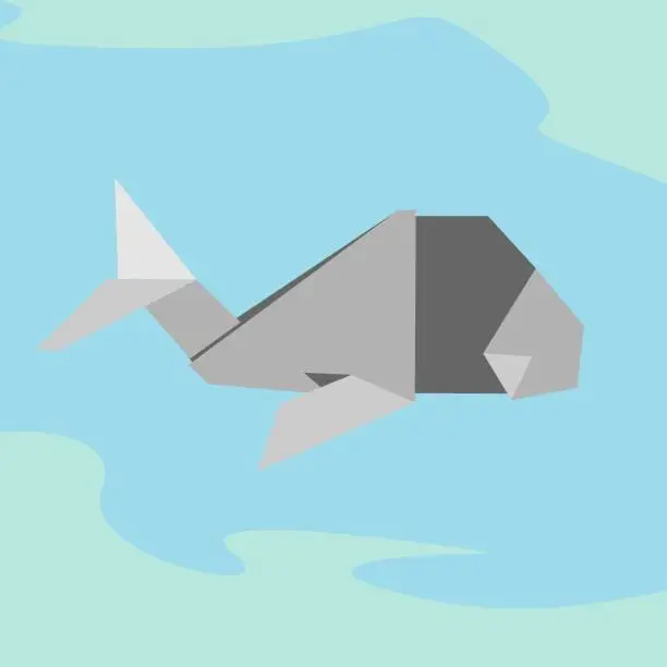 Vector illustration of whale Origami