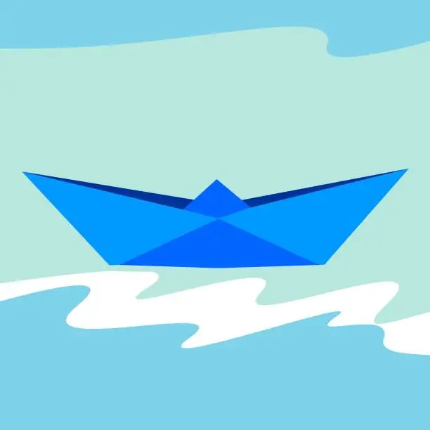Vector illustration of ship Origami