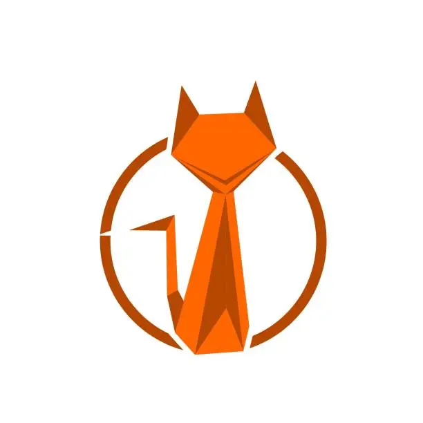 Vector illustration of cat Origami
