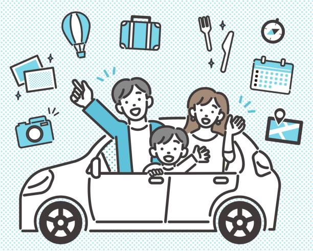 ilustrações de stock, clip art, desenhos animados e ícones de vector illustration material / car / travel / lifestyle to enjoy driving with family - drive