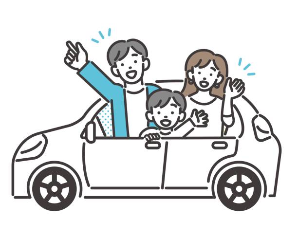 ilustrações de stock, clip art, desenhos animados e ícones de vector illustration material / car / travel / lifestyle to enjoy driving with family - drive
