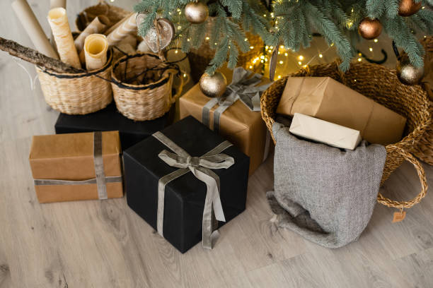istock Christmas tree the interior. Christmas card decor 1357072832