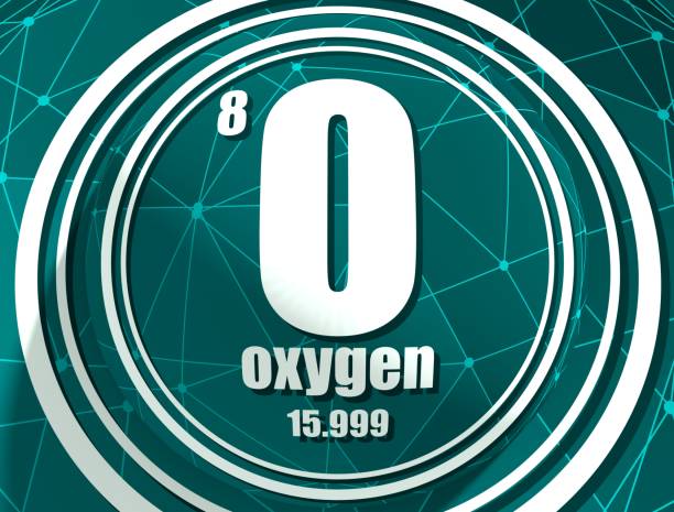 原子番号と原子重量を持つ酸素の徴候。 - oxygen periodic table mass sign ストックフォトと画像