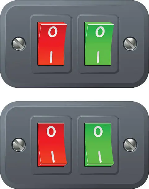 Vector illustration of Red and green switches