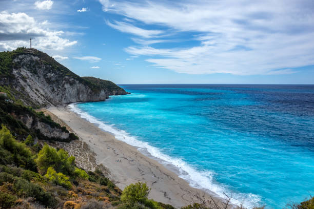 istock Mylos beach with azure sea, Lefkada island, Greece 1357087019