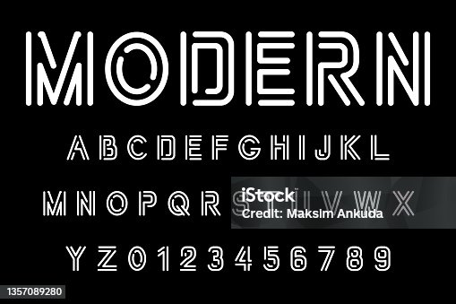 istock Vector modern font line. Alphabet and numbers. 1357089280