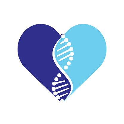 Human gene and heart icon vector design.