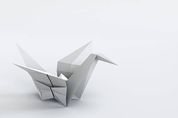 origami crane isolated on white background 3d illustration