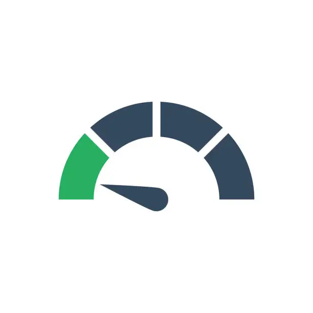 Vector illustration of gauge indicator with left green sector vector icon