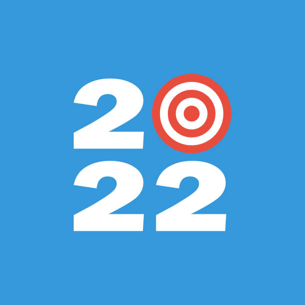 istock 2022 with aim circle, new year goals concept, flat vector poster or cover 1357095368