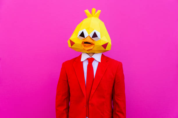 Cool man wearing 3d origami mask