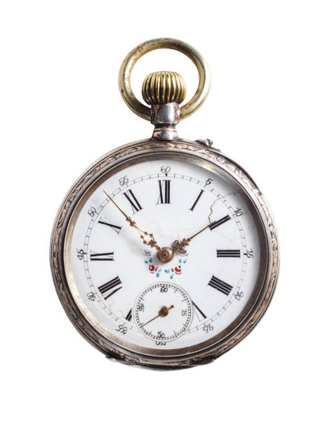 istock Silver antique pocket watch isolated on a white background. Clipping path included 1357099994