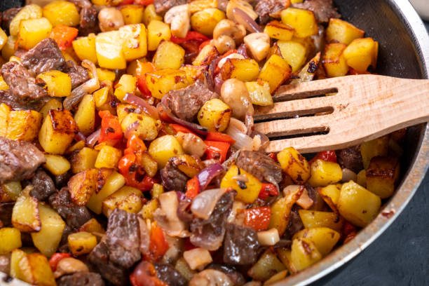 istock Close-up of fried potatoes 1357101800