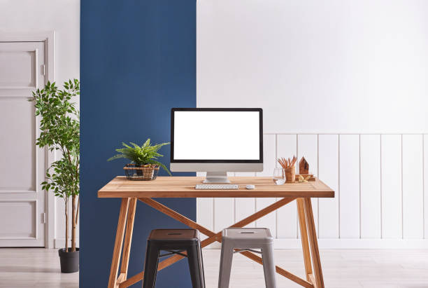 istock modern home interior study room and wooden desk 1357104185
