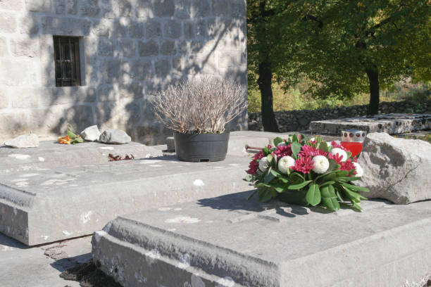 istock Konavle: Modern Graves on graveyard of Sv. Barbara 1357104190