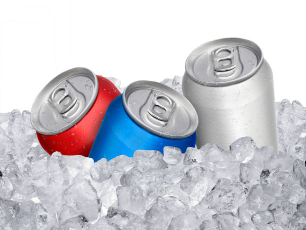istock Can of cold beverage, ice cubea. Summer refreshing drink 1357104778