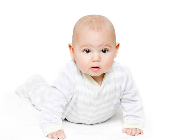 istock Little baby boy isolated on white background 1357106986