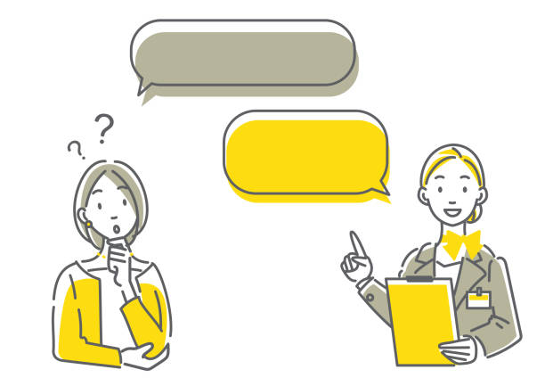 ilustrações de stock, clip art, desenhos animados e ícones de operator and customer, simple and cute illustration - customer service representative white background support customer