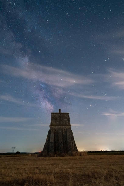 istock Milky way appearing on a tower 1357109790