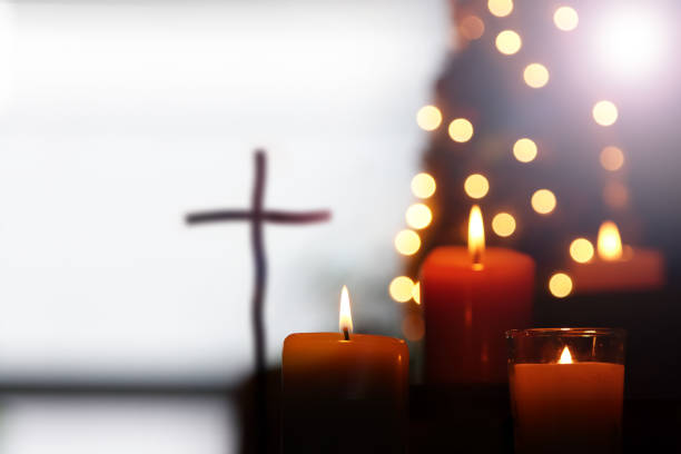 Christmas decorations, candles and crosses