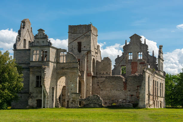 ruines du bâtiment néo-baroque du manoir ungru estonie - neo baroque photos et images de collection