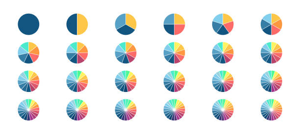 kreisdiagramm-auflistung. kreisdiagramme für infografiken, präsentationen, geschäftsvisualisierung. vorlagen für vektor-infografiken. - 12 stock-grafiken, -clipart, -cartoons und -symbole