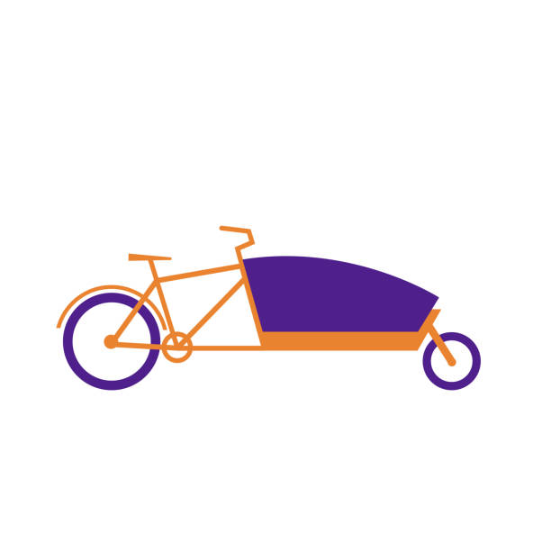 lastenrad. bakfiets fahrrad mit wagen. flache vektorillustration - lastenrad stock-grafiken, -clipart, -cartoons und -symbole