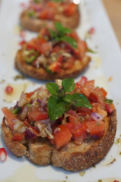 istock Bruschetta with tomato and pesto 1357115093