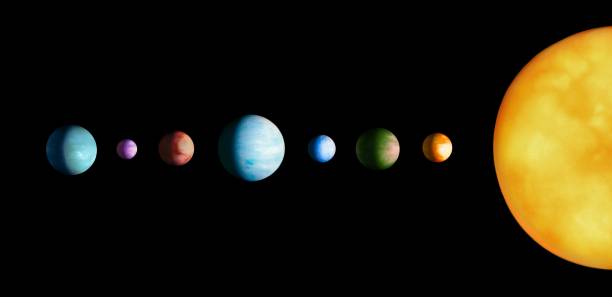 Planets near their star. Alien planetary system. stock photo