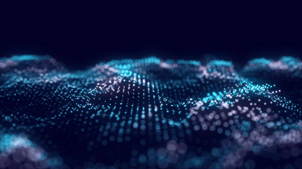 istock Abstract wave with moving dots and lines. Flow of particles. Cyber technology illustration. 3d rendering 1357116907