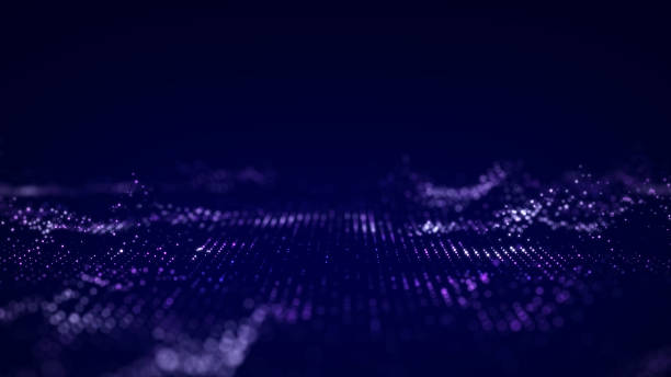 istock Abstract wave with moving dots and lines. Flow of particles. Cyber technology illustration. 3d rendering 1357116908