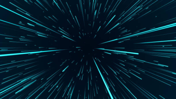 istock Digital speed illustration. Futuristic illustration with explosion of data. Abstract hyper jump with glowing particles. 3d rendering. 1357117054