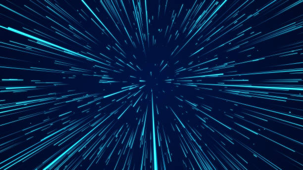 istock Digital speed illustration. Futuristic illustration with explosion of data. Abstract hyper jump with glowing particles. 3d rendering. 1357117057