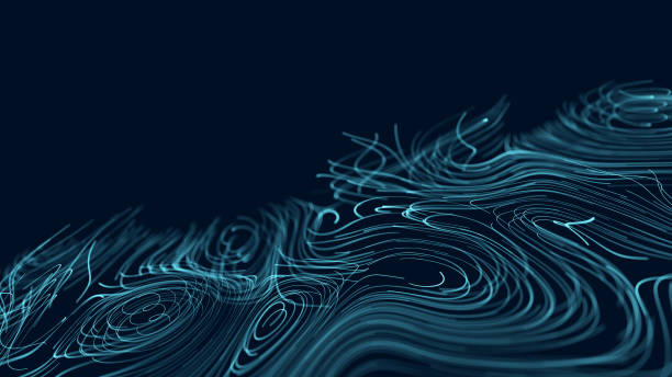 istock Abstract wave with moving dots and lines. Flow of particles. Cyber technology illustration. 3d rendering 1357117311