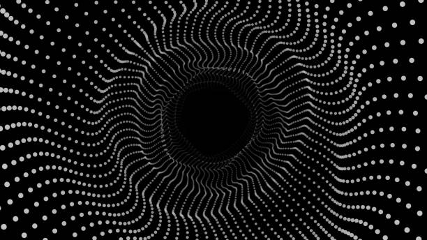 istock Cyber tunnel consisting of moving glowing points. Futuristic infinite space background. Concept of data transfer in cyberspace. Hi-tech illustration. Vector illustration. 1357123520