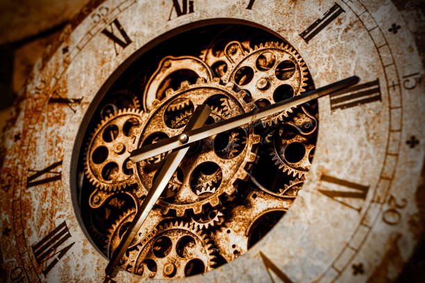 istock A close-up of the clockwork. Iron gears and arrows. 1357126441