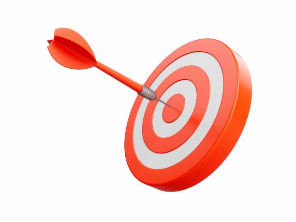 istock 3D Rendering Red Dart aim to Dartboard target Isolated on white Background 1357131656