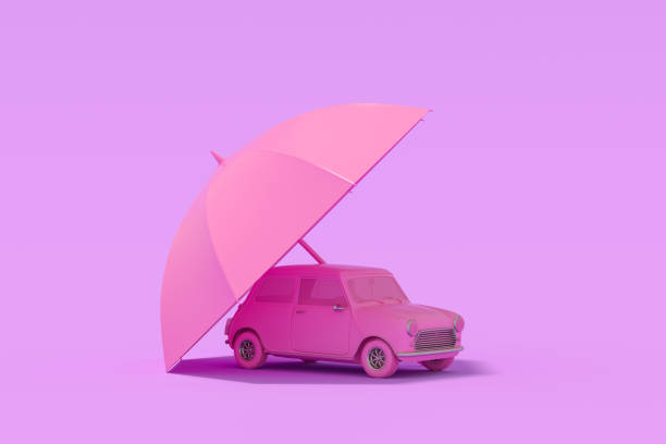 istock Car insurance protection with umbrella 1357132988