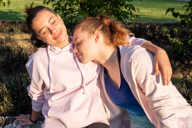 istock Lesbian couple having tenderness moment 1357133684