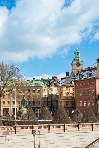 Riddarhustorget Stockholm with the tower of Storkyrkan in the back.