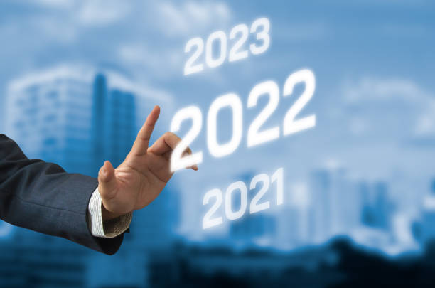 istock hand touching screen digital virtual futuristic interface 2022 New year 1357139682