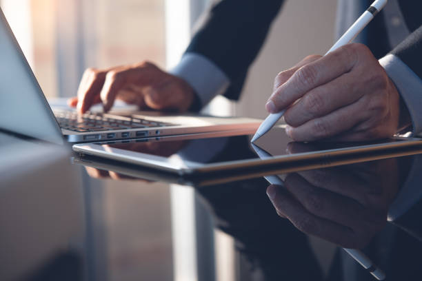 istock Businessman working in modern office 1357139903
