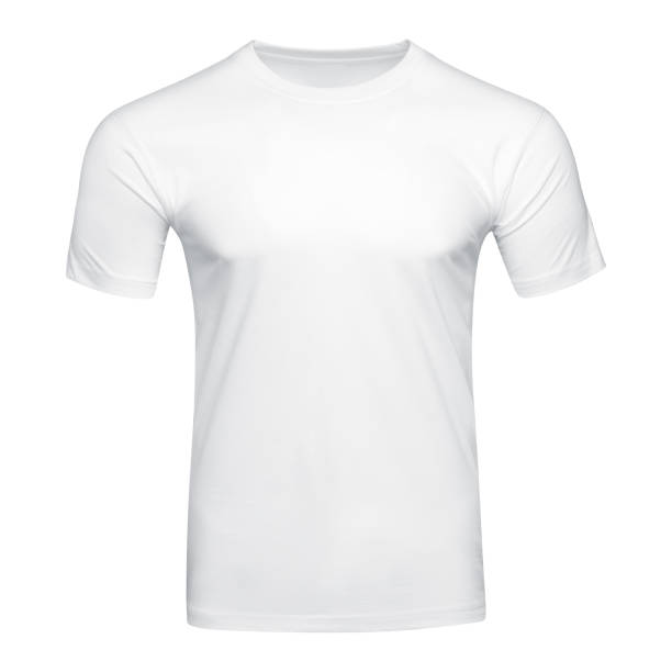 istock White T-shirt mockup as design template. Tee Shirt blank isolated on white. Front view 1357140565