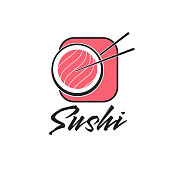 istock sushi logo design with chopsticks 1357141545