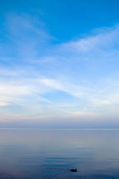 istock Sky background on sunset, colorful clouds. Nature abstract composition with reflections on sea water. Nature environment. 1357148590